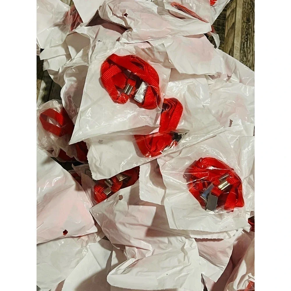 3/8'' Red Flat Opened-ended Lanyard w/ Two Bulldog Clips - 75 per pack